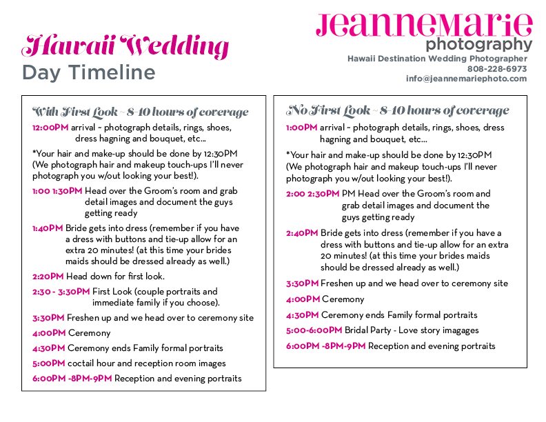 wedding timeline